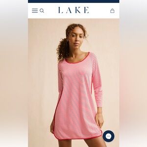 Lake Pima Long Sleeve Nightgown in Classic Red Voyager Stripe size small